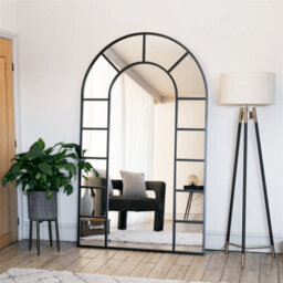 Jōbū Jobu Home - Mio - Full Length Black Metal Arched Window Mirror - 180Cm X 105Cm - thumbnail 4
