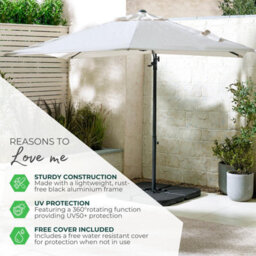 Furniturebox Uk Cantilever Cream Square Outdoor Parasol Only (No Base) - thumbnail 7