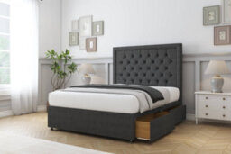 "Sloomy Montana Graphite Dumfries Divan Bed Base 4 Drawers With 26"" Strutted Headboard 4'6 Double" - thumbnail 4