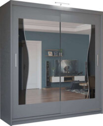 M N Furniture Ltd Wardrobe With Led Light - Modern Sliding Door Mirrored Wardrobe- Adjustable Storage Bedroom Cabinet  (Grey, 120Cm) - thumbnail 2