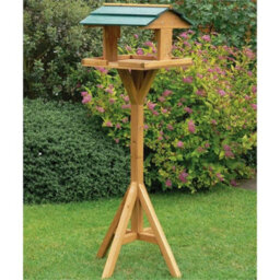 Traditional Wooden Bird Table Garden Birds Feeder Feeding Station Free Standing - thumbnail 4
