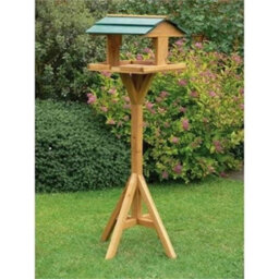 Traditional Wooden Bird Table Garden Birds Feeder Feeding Station Free Standing - thumbnail 1