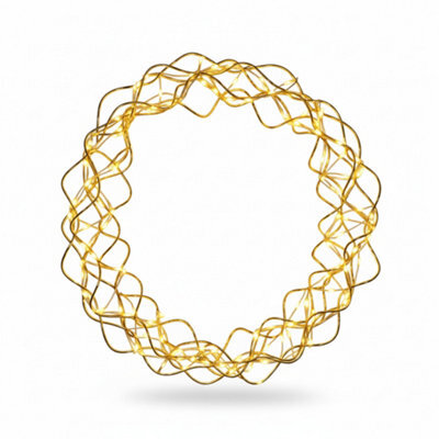 Pegdev - Pdl - 30Cm Christmas Front Door Wreath With Lights 140 Led Copper Gold Illuminated With Timer 10M Lead - image 1