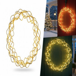 Pegdev - Pdl - 30Cm Christmas Front Door Wreath With Lights 140 Led Copper Gold Illuminated With Timer 10M Lead - thumbnail 4