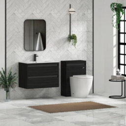 Royal Bathrooms Orion 800mm Wall Hung Bathroom Vanity Unit 2 Drawer Hale Black With Carrara White Basin & Black Accent Trim - thumbnail 5