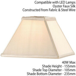 "9"" Inch Square Tapered Lamp Shade Oyster Faux Silk Fabric Cover Modern Elegant" - thumbnail 2
