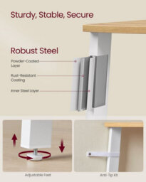 Songmics Corner Shelf, Bookcase With 5 Tiers, Ladder Shelf, Storage Shelf, With Steel Frame, Natural Oak Matte White - thumbnail 4