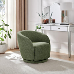 Furniturebox Uk Romilly Green Fabric Swivel Accent Tub Chair - thumbnail 9