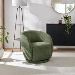 Furniturebox Uk Romilly Green Fabric Swivel Accent Tub Chair
