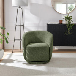 Furniturebox Uk Romilly Green Fabric Swivel Accent Tub Chair - thumbnail 2