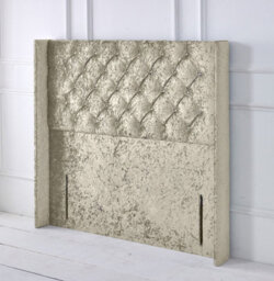 "Slumbre Chesterfield Winged Crushed Velvet 3Ft Single 50"" Floor Standing Headboard - Cream"