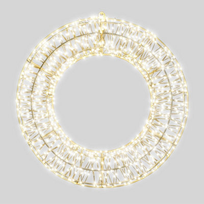 Pegdev - Pdl - Christmas Pre Lit Micro Led Wreath With Timer 70X9Cm Warm White 1200 Micro Leds 5M Lead Indoor Outdoor - image 1