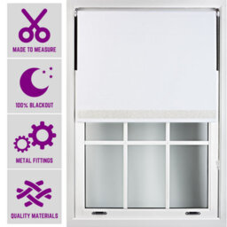 Furnished Blackout Blind With White Glitter Accent And Metal Fittings Made To Measure - White (W)60Cm X (L)210Cm