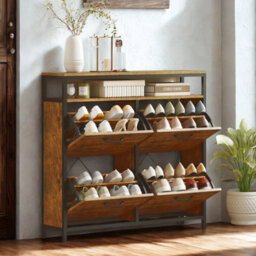 FURNOLD Industrial 4 Drawer Shoe Storage Rack Hallway Organiser - thumbnail 6