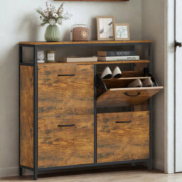 FURNOLD Industrial 4 Drawer Shoe Storage Rack Hallway Organiser - thumbnail 1