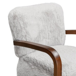 Wyld Haus Luna Cosy Grey Faux Shearling Armchair With Curved Walnut Arms - thumbnail 7