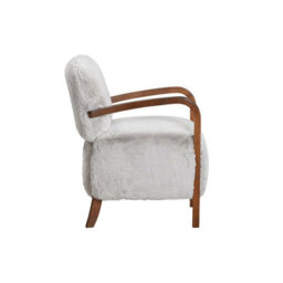 Wyld Haus Luna Cosy Grey Faux Shearling Armchair With Curved Walnut Arms - thumbnail 4