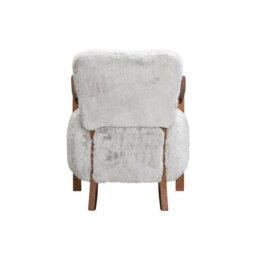 Wyld Haus Luna Cosy Grey Faux Shearling Armchair With Curved Walnut Arms - thumbnail 5