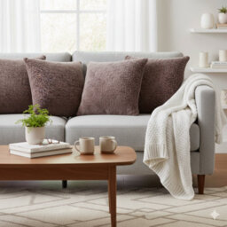 Homespace Direct Ltd Belmont Cushions With Covers Set Of 4 Chenille Texture Filled Square Cushion Decorative 55X55Cm Dusky - thumbnail 2