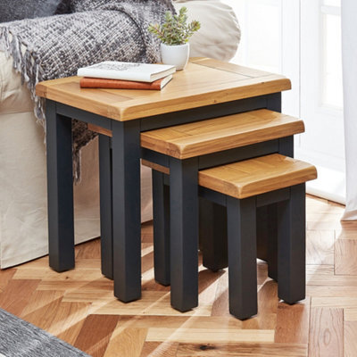 The Furniture Market Cotswold Charcoal Grey Painted Nest Of 3 Tables - image 1