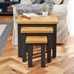 The Furniture Market Cotswold Charcoal Grey Painted Nest Of 3 Tables - thumbnail 3