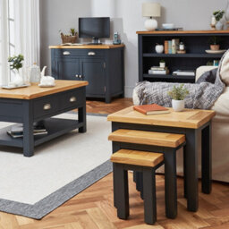 The Furniture Market Cotswold Charcoal Grey Painted Nest Of 3 Tables - thumbnail 4