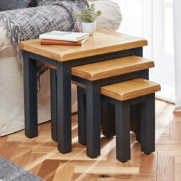 The Furniture Market Cotswold Charcoal Grey Painted Nest Of 3 Tables - thumbnail 1