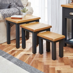 The Furniture Market Cotswold Charcoal Grey Painted Nest Of 3 Tables - thumbnail 2