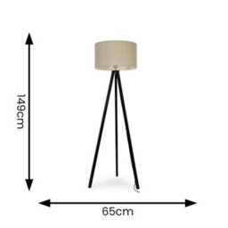 Valuelights Barbro Black Tripod Floor Lamp With Cream Shade - thumbnail 4