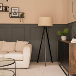 Valuelights Barbro Black Tripod Floor Lamp With Cream Shade - thumbnail 5