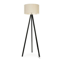 Valuelights Barbro Black Tripod Floor Lamp With Cream Shade