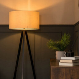 Valuelights Barbro Black Tripod Floor Lamp With Cream Shade - thumbnail 2
