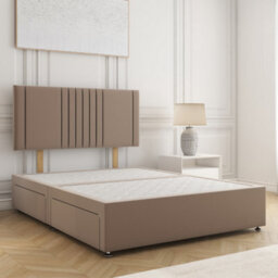 Bsspoke Monaco Divan Bed In Mink Plush Velvet With 24Inch Headboard No Mattress No Drawers In Single Double King 4Ft 6Ft