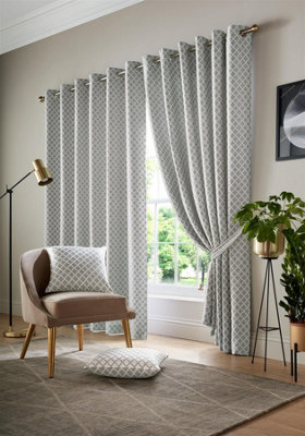 Luxury Living Cotswold Two Tone Ring Top Curtains Silver - image 1
