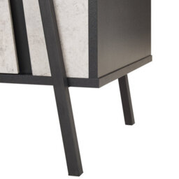 Beliani Industrial Tv Stand For Tvs Up To 75 Inches, Concrete-Effect Finish, Black Metal Legs, 1 Drawer 2 Cabinets - thumbnail 9
