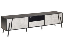 Beliani Industrial Tv Stand For Tvs Up To 75 Inches, Concrete-Effect Finish, Black Metal Legs, 1 Drawer 2 Cabinets - thumbnail 3