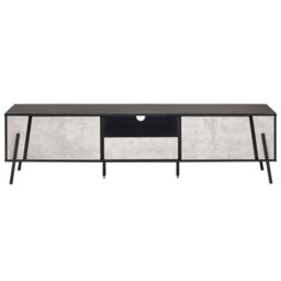 Beliani Industrial Tv Stand For Tvs Up To 75 Inches, Concrete-Effect Finish, Black Metal Legs, 1 Drawer 2 Cabinets - thumbnail 1