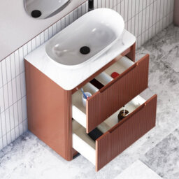 Royal Bathrooms Avenza 600mm Terracotta Clay Floor Standing Countertop Bathroom Vanity Unit 2 Drawer With Cesar Basin - thumbnail 5