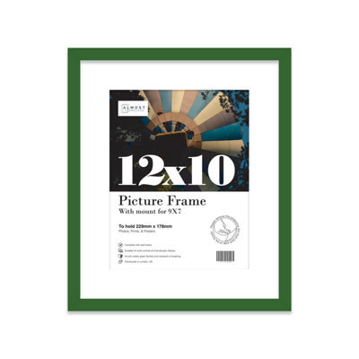"12X10"" Green Frame With Mount For 9X7"" Pictures 20mm Thin Edge Portrait And Landscape Display With Wall Hooks And Kickstand" - image 1