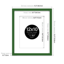 "12X10"" Green Frame With Mount For 9X7"" Pictures 20mm Thin Edge Portrait And Landscape Display With Wall Hooks And Kickstand" - thumbnail 2