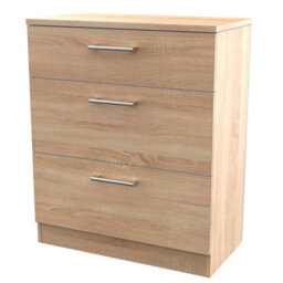 Brindisi Ready Assembled Matt Oak Effect 3 Drawer Chest (H)885mm (W)765mm (D)415mm - thumbnail 1