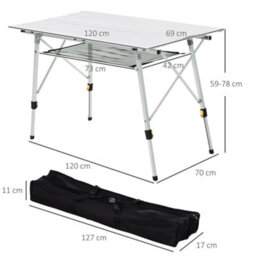Outsunny Portable Roll-Up Aluminium Folding Picnic Table Outdoor Bbq Party - thumbnail 3
