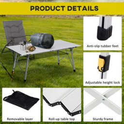 Outsunny Portable Roll-Up Aluminium Folding Picnic Table Outdoor Bbq Party - thumbnail 7