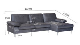 Eco Living Ravenna Velvet Sectional Corner Left Hand Facing Sofa In Black - thumbnail 5