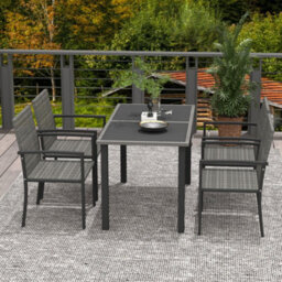 Outsunny Rattan Garden Furniture For 4, Dining Table And Chairs, Grey - thumbnail 7