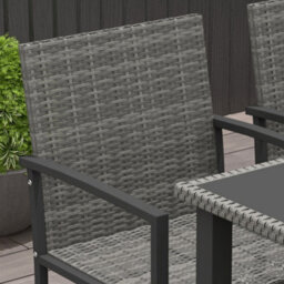 Outsunny Rattan Garden Furniture For 4, Dining Table And Chairs, Grey - thumbnail 9