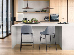 Angel Cerda Stylish Grey Fabric Stool With Steel Legs - thumbnail 2