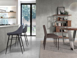 Angel Cerda Stylish Grey Fabric Stool With Steel Legs - thumbnail 3