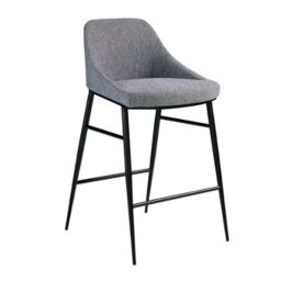 Angel Cerda Stylish Grey Fabric Stool With Steel Legs