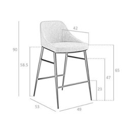 Angel Cerda Stylish Grey Fabric Stool With Steel Legs - thumbnail 7